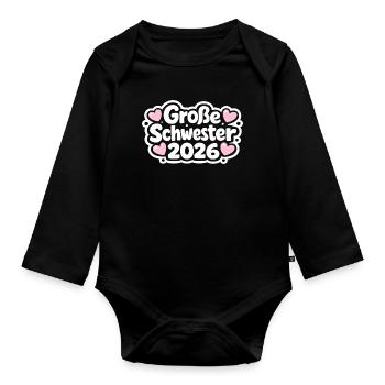 Big sister no longer an only child in 2026 - Organic Longsleeve Baby Bodysuit - black - Front
