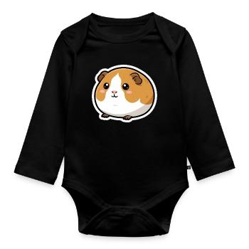 Guinea Pig Head Sticker - Organic Longsleeve Baby Bodysuit - black - Front