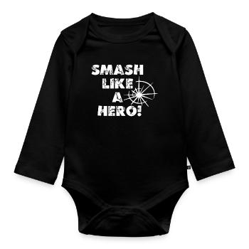 Smash like a Hero! - Gamer design in white - Organic Longsleeve Baby Bodysuit - black - Front
