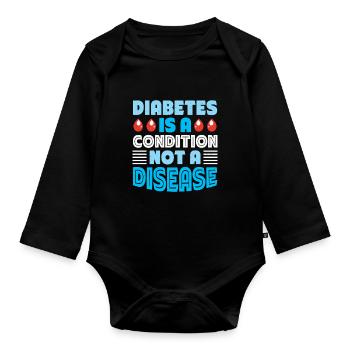Diabetes Typ 1 Diabetiker - Baby Bio-Langarm-Body - Schwarz - Vorne