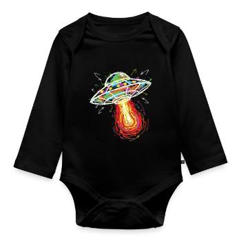 UFO Space Scribble Scribble Color - Organic Longsleeve Baby Bodysuit - black - Front
