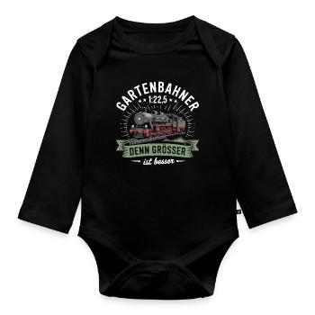 Gartenbahn Eisenbahn Garten Spur G Modelleisenbahn - Baby Bio-Langarm-Body - Schwarz - Vorne