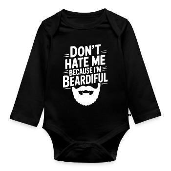 Ne me déteste pas parce que je suis beardiful - Body Bébé bio manches longues - noir - Devant