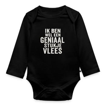 Genius Piece of Meat Typo - Organic Longsleeve Baby Bodysuit - black - Front