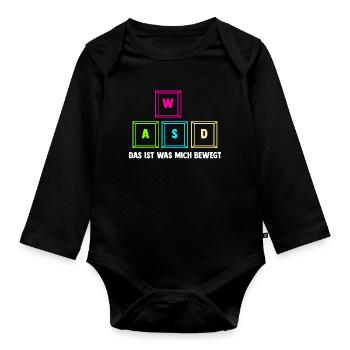 Zocken Computerspieler Zocker Gaming Gamer - Baby Bio-Langarm-Body - Schwarz - Vorne