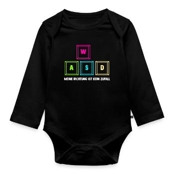 Zocken Computerspieler Zocker Gaming Gamer - Baby Bio-Langarm-Body - Schwarz - Vorne