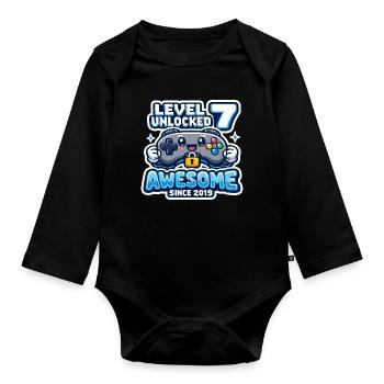Level 7 Unlocked Awesome 2019 Geburtstag - Baby Bio-Langarm-Body - Schwarz - Vorne