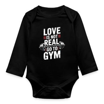 Liebe ist nicht real - ab ins Gym Design - Baby Bio-Langarm-Body - Schwarz - Vorne