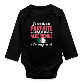 Je ne suis pas parfaite mais je suis Algerienne - Body Bébé bio manches longues - noir - Devant