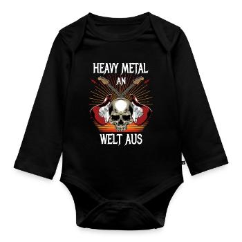 Heavy Metal on - Welt aus - Organic Longsleeve Baby Bodysuit - black - Front
