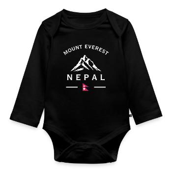 T-shirt avec le logo de la montagne Everest Nepal - Body Bébé bio manches longues - noir - Devant