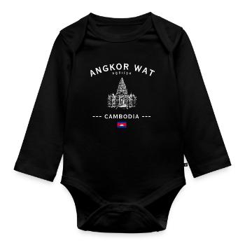 Angkor Wat Silhouette Cambodia - Baby Bio-Langarm-Body - Schwarz - Vorne