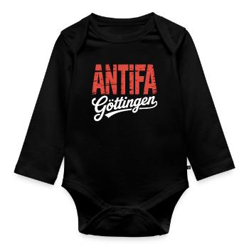 Antifa Göttingen - Antifaschistischer Merch - Baby Bio-Langarm-Body - Schwarz - Vorne