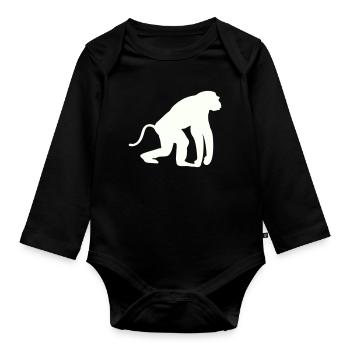 Monkey Silhouette - Organic Longsleeve Baby Bodysuit - black - Front