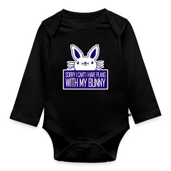 Sorry I Can't I Have Plans With My Bunny Hase Logo - Organic Longsleeve Baby Bodysuit - black - Front