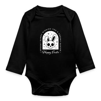 Creepy Happy Easter bunny skull gothic aesthetic - Organic Longsleeve Baby Bodysuit - black - Front