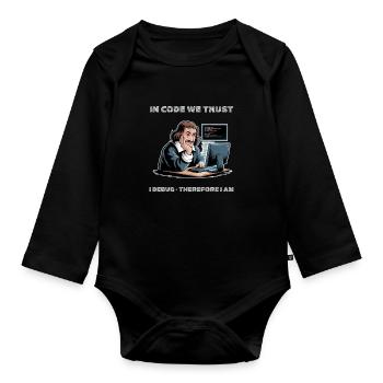 Philosoph Descartes Meme – für einen dunklen Hintergrund - Baby Bio-Langarm-Body - Schwarz - Vorne