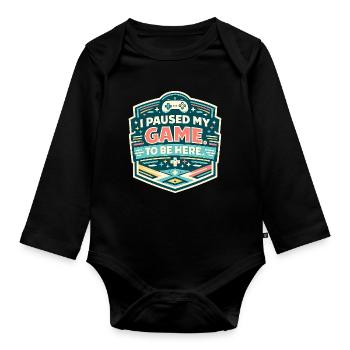 Ich pausierte mein Spiel – hier gelandet - Baby Bio-Langarm-Body - Schwarz - Vorne