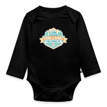 Zuhause ist, wo du parkst - Campen - Baby Bio-Langarm-Body - Schwarz - Vorne