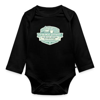 Not stressed Surrounded by people - Organic Longsleeve Baby Bodysuit - black - Front