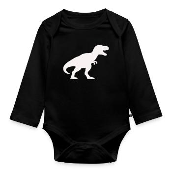 Dino Silhouette Tyrannosaurus Rex - Organic Longsleeve Baby Bodysuit - black - Front