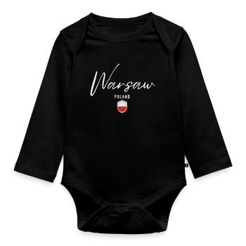 Varsovie, Pologne, design élégant Varsovie - Body Bébé bio manches longues - noir - Devant