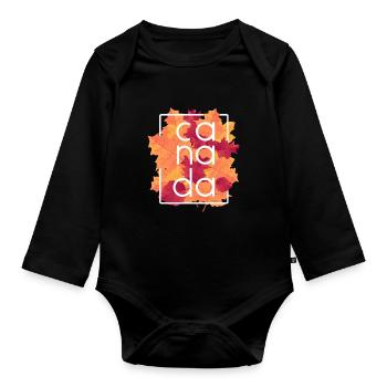 Design des feuilles d’érable d’automne du Canada - Body Bébé bio manches longues - noir - Devant