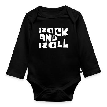 Rock and Roll Retro Typography - Organic Longsleeve Baby Bodysuit - black - Front