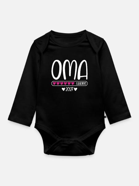 Oma 2027 loading Herzchen Ladebalken - Baby Bio-Langarm-Body - Schwarz