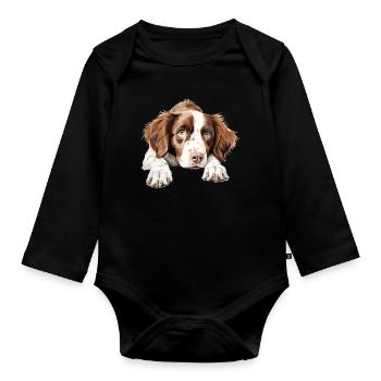 Brittany Dog - Organic Longsleeve Baby Bodysuit - black - Front