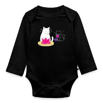 Vie de chat artisan – Du Rouet au Thé - Body Bébé bio manches longues - noir - Devant