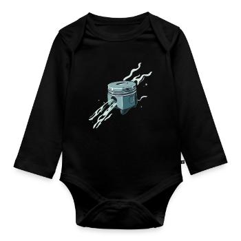 Piston Flame - Organic Longsleeve Baby Bodysuit - black - Front