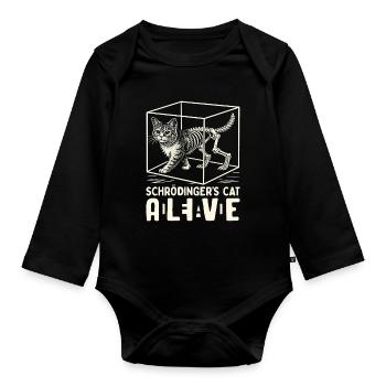 Le chat de Schrödinger vivant et mort - Body Bébé bio manches longues - noir - Devant