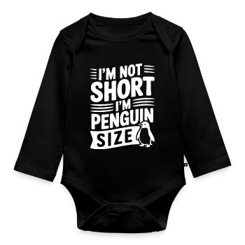 Je ne suis pas petit, je suis de la taille d’un pingouin - Body Bébé bio manches longues - noir - Devant