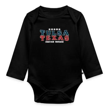 "Tulsa Texas" Country Song Vintage Western - Organic Longsleeve Baby Bodysuit - black - Front