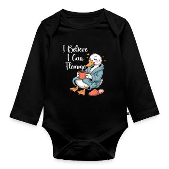 Humour Canard I Believe I Can Flemme - Organic Longsleeve Baby Bodysuit - black - Front