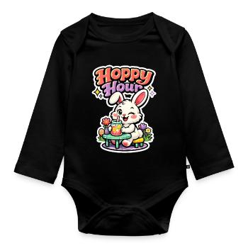 Rabbit I've had enough, I'm going to pet rabbits - Organic Longsleeve Baby Bodysuit - black - Front