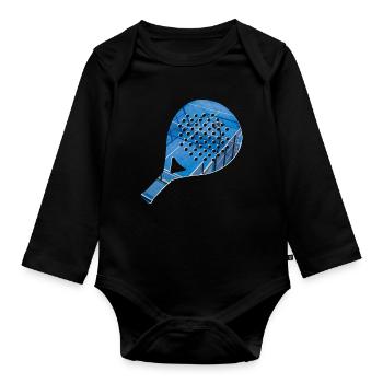 PADEL Racket Shirt, Hoodie, Cup, Cap - Organic Longsleeve Baby Bodysuit - black - Front