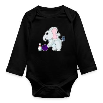 Elefant Bowling Bowlingkugel Pin - Baby Bio-Langarm-Body - Schwarz - Vorne