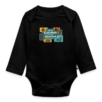 Ich bin Elektriker Spannung ins Leben - Baby Bio-Langarm-Body - Schwarz - Vorne