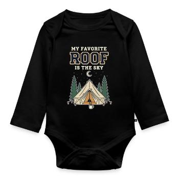 Camping Tente Humour Favorite Roof Is The Sky - Body Bébé bio manches longues - noir - Devant