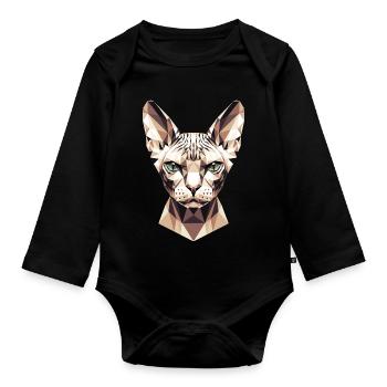 Sphynx Chat Sphynx Chat Chat Canadien Sphinx mignon - Body Bébé bio manches longues - noir - Devant