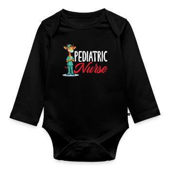 Infirmière pédiatrique Médecine de la girafe - Body Bébé bio manches longues - noir - Devant