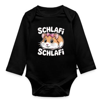 Schlafi Schlafi Hamster Design - Baby Bio-Langarm-Body - Schwarz - Vorne