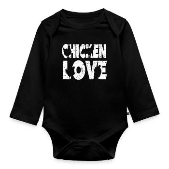 Fans de poulet - Coq - Coq - Poulet fleur - Bio - Body Bébé bio manches longues - noir - Devant