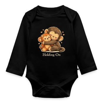 Anxious Monkey Emotional Support - Organic Longsleeve Baby Bodysuit - black - Front