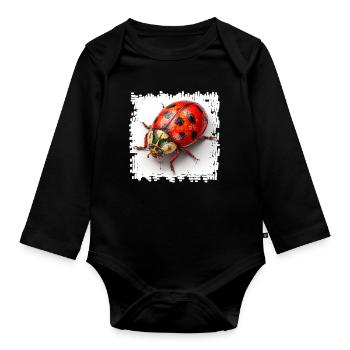 Roter Marienkaefer Muster Shirt - Baby Bio-Langarm-Body - Schwarz - Vorne