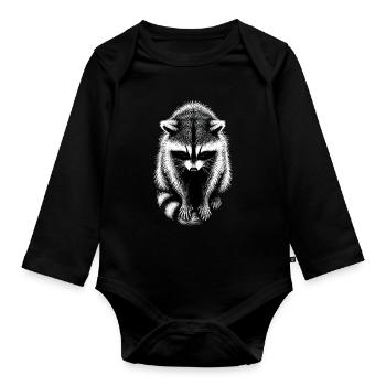 Racoon Schattenzeichnung Waschbär - Baby Bio-Langarm-Body - Schwarz - Vorne