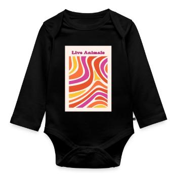 Lebendige Farbwellen - Baby Bio-Langarm-Body - Schwarz - Vorne