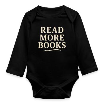 Read More Books - Organic Longsleeve Baby Bodysuit - black - Front
